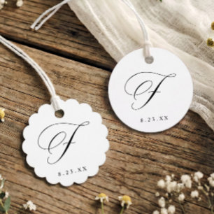 Elegant Calligraphy Monogram Initial F Wedding Favor Tags