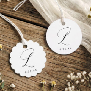 Elegant Calligraphy Monogram Initial L Wedding Favor Tags