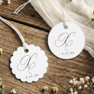 Elegant Calligraphy Monogram Initial X Wedding Favor Tags