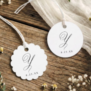 Elegant Calligraphy Monogram Initial Y Wedding Favor Tags