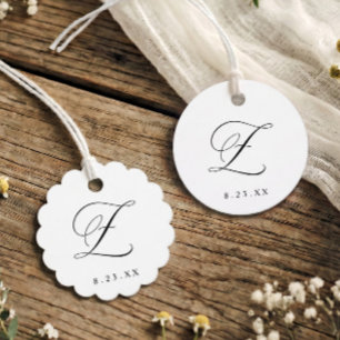 Elegant Calligraphy Monogram Initial Z Wedding Favor Tags