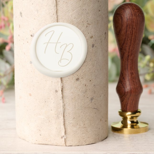 Elegant Calligraphy Monogram Initials Wedding  Wax Seal Stamp (Insitu (Parchment))