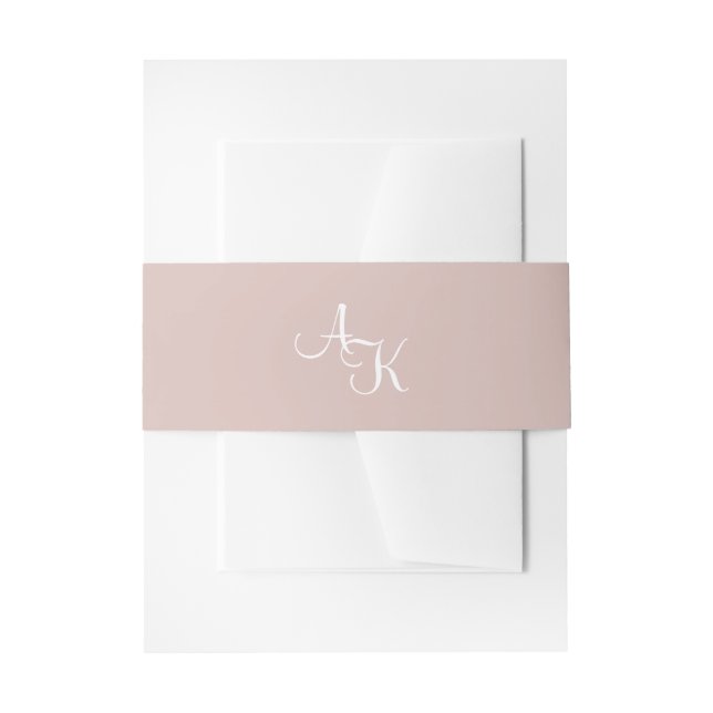 Elegant Calligraphy Monogram Pink Invitation Belly Band (Front Example)