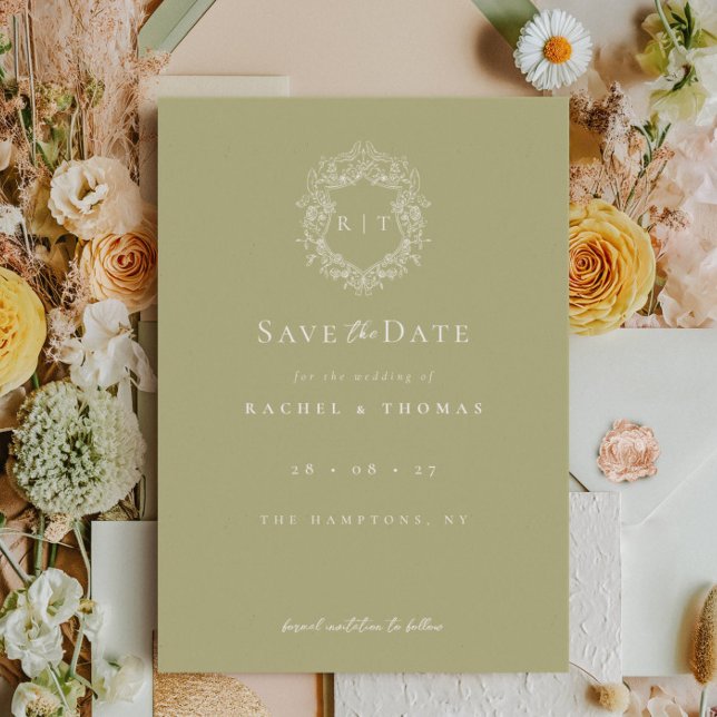 Elegant Calligraphy Monogram Sage Wedding Save The Date (Creator Uploaded)