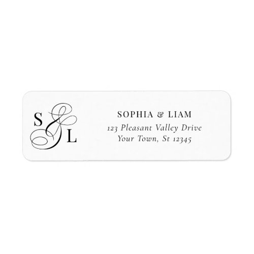 Elegant Calligraphy Monogram Wedding Return Addres Label