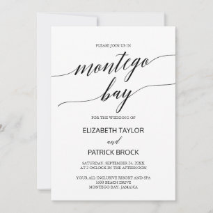 Elegant Calligraphy Montego Bay Wedding Invitation