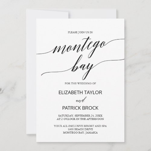 Elegant Calligraphy Montego Bay Wedding Invitation