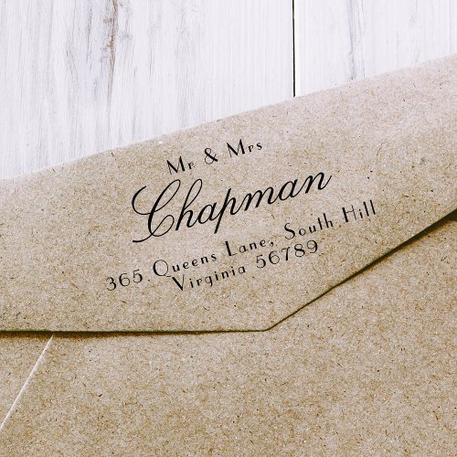 Elegant Calligraphy Mr  Mrs Family Name Custom Self_inking Stamp