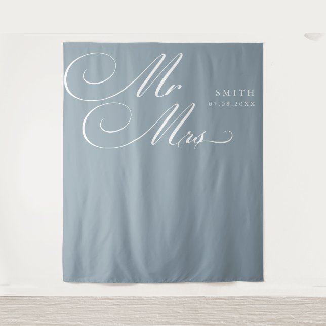 Elegant Calligraphy Mr & Mrs Wedding Backdrop (Front)