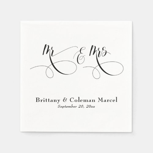 Elegant Calligraphy Mr  Mrs Wedding Napkins