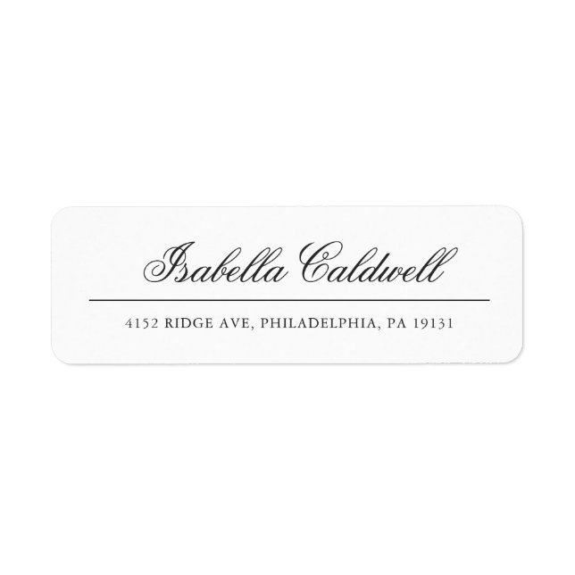 Elegant Calligraphy Name Business Return Address Label (Front)