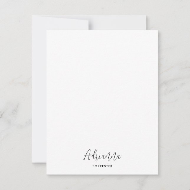 Elegant Calligraphy Name Minimal  Note Card (Front)