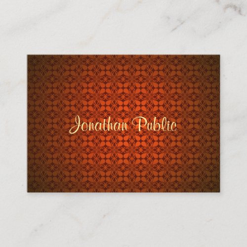 Elegant Calligraphy Name Text Template Red Damask Business Card