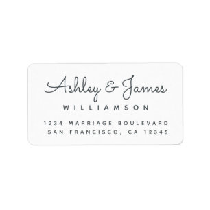 Elegant Calligraphy Names Off-Black Return Address Label