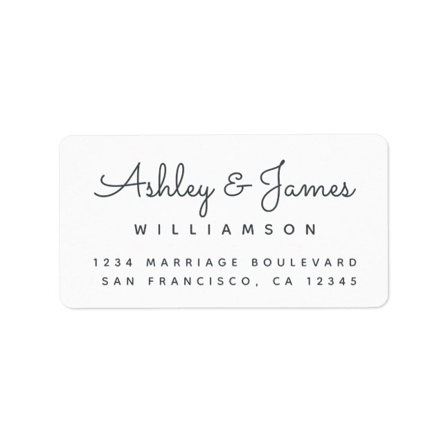 Elegant Calligraphy Names Off-Black Return Address Label (Front)