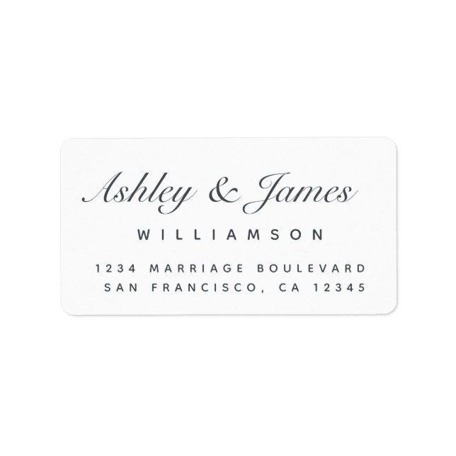 Elegant Calligraphy Names Off-Black Return Address Label (Front)