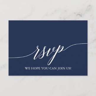 Elegant Calligraphy Navy Blue Website RSVP Card