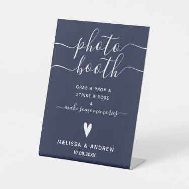Elegant Calligraphy Navy Blue Wedding Photobooth