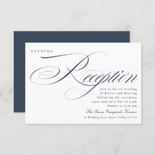Elegant Calligraphy Navy Blue Wedding Reception Invitation