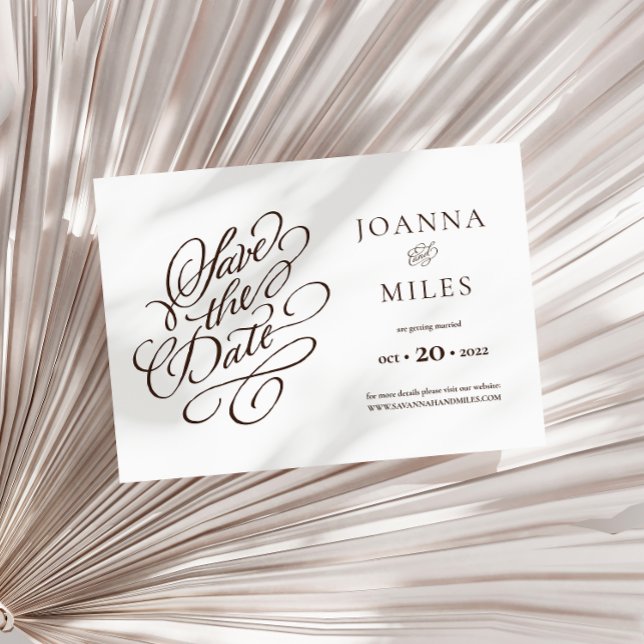 Elegant Calligraphy Neutral Tone Save the Date Invitation (Creator Uploaded)