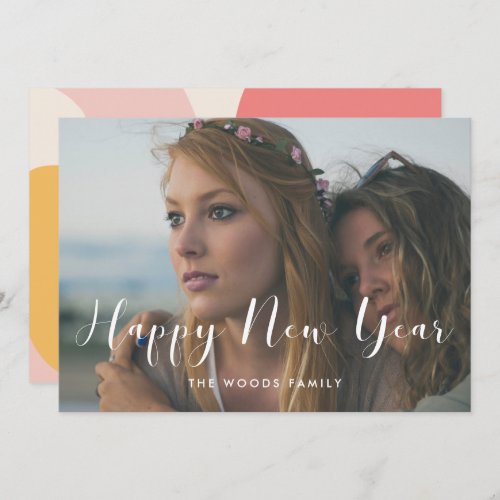 Elegant calligraphy New Year Holiday photo card