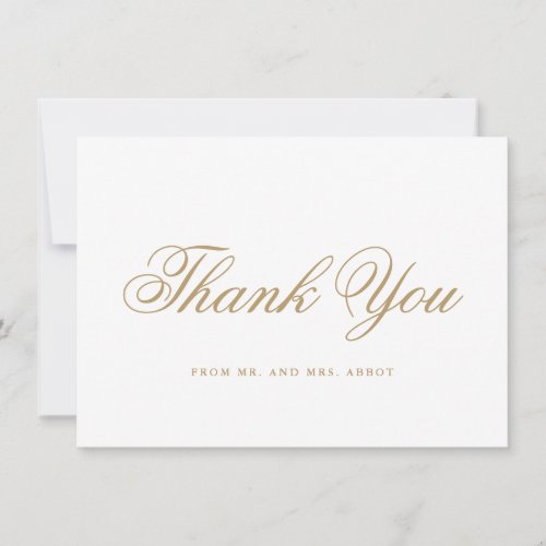 Elegant Calligraphy Non Photo Gold Wedding Thank You Card