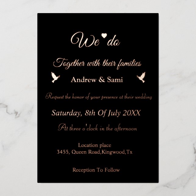 Elegant Calligraphy Non-Photo wedding Invit Foil I Foil Invitation (Front)