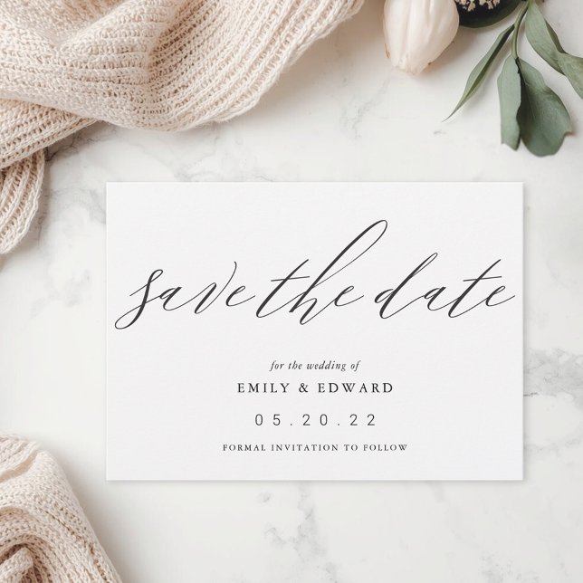 Elegant Calligraphy Non-Photo Wedding Save The Date (Creator Uploaded)