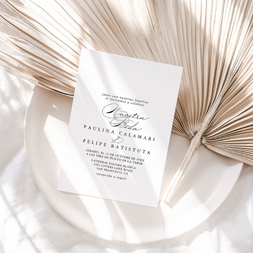 Elegant Calligraphy Nuestra Boda Wedding  Invitation