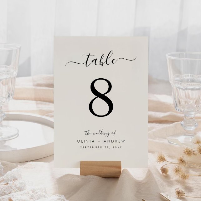 Elegant Calligraphy Off White Color Wedding Table Number (Elegant Calligraphy Off White Color Wedding Table Number)
