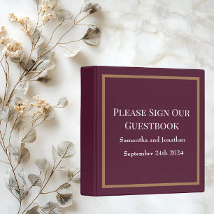 Elegant Calligraphy on Dark Purple Guest Book  3 Ring Binder