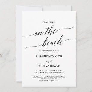 Elegant Calligraphy On The Beach Wedding Invitation