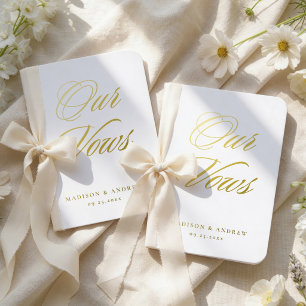 Elegant Calligraphy Our Vows Wedding Foil Vow Books