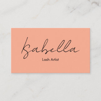 Elegant Calligraphy Peach Lash Artist Business Card