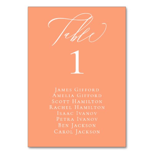 Elegant Calligraphy Peach Seating Table Card