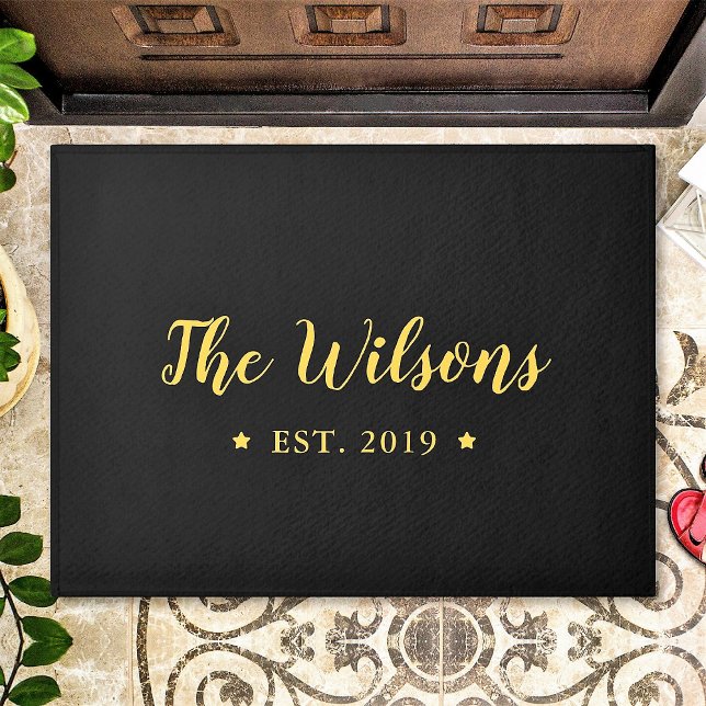 Elegant Calligraphy Personalized Family Name Doormat (Creator Uploaded)