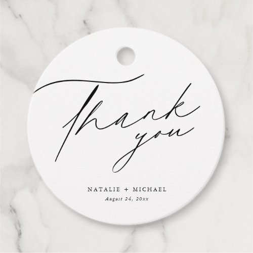 Elegant Calligraphy Personalized Wedding Thank You Favor Tags