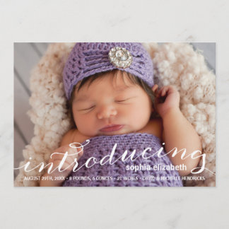 Elegant Calligraphy | Photo Birth Announcement