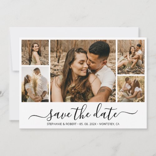 Elegant Calligraphy Photo Collage Save The Date