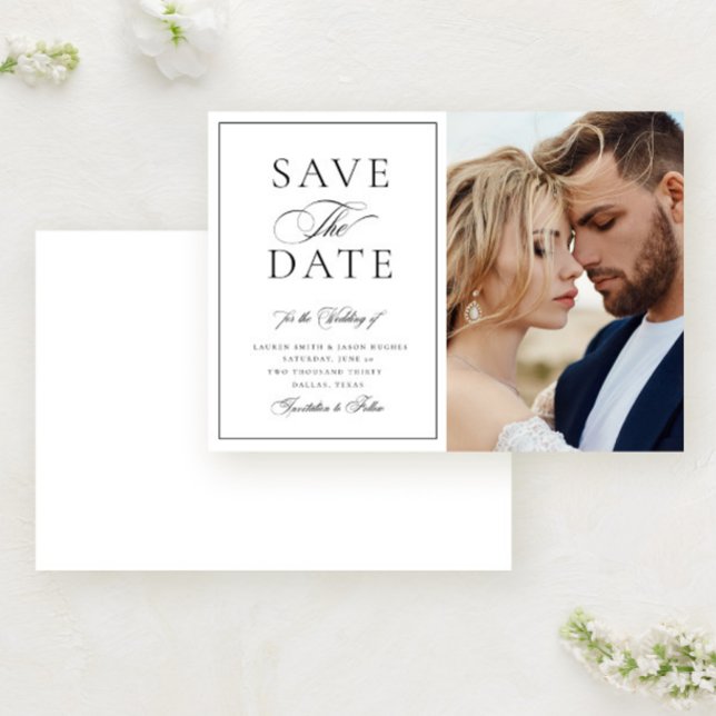 Elegant Calligraphy Photo Formal Wedding Save The Date (Creator Uploaded)