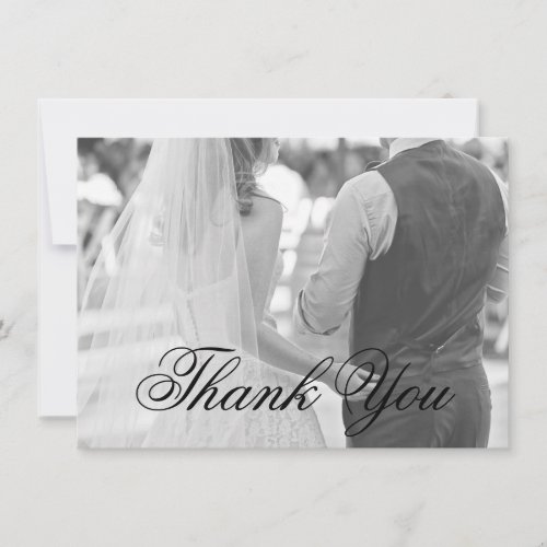 Elegant Calligraphy Photo Formal Wedding Thank You Card