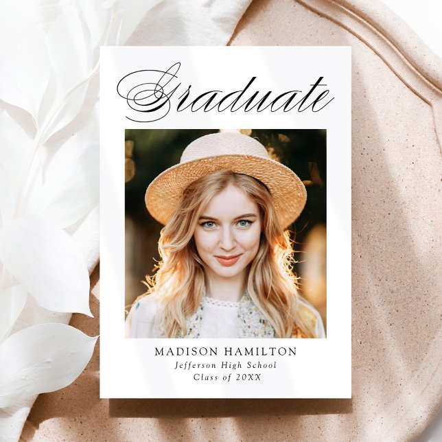 Elegant Calligraphy Photo Graduation Announcement (Creator Uploaded)