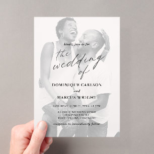 Elegant Calligraphy Photo Modern Wedding Acrylic Invitations