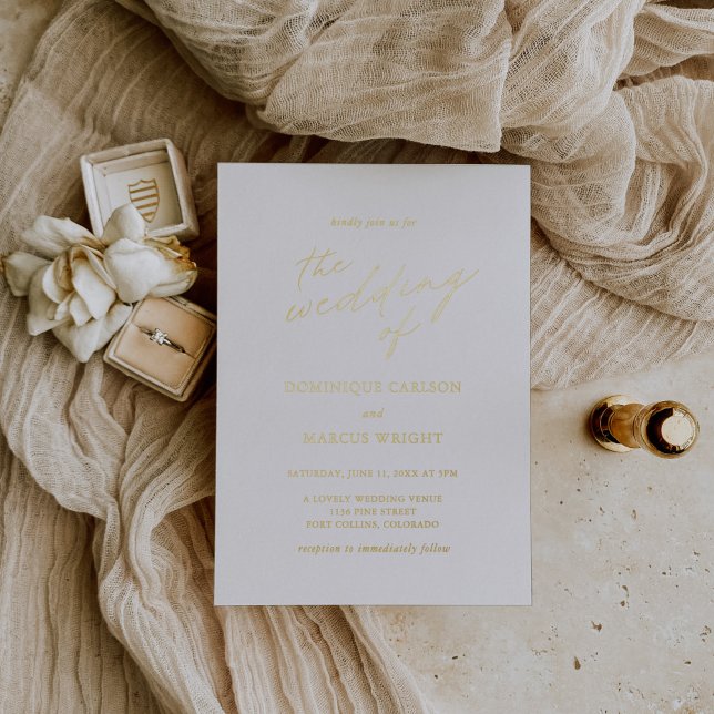 Elegant Calligraphy Photo Modern Wedding Foil Invitation (Creator Uploaded)