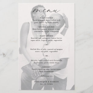 Elegant Calligraphy Photo Modern Wedding Menu