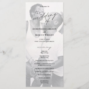 Elegant Calligraphy Photo Modern Wedding Program