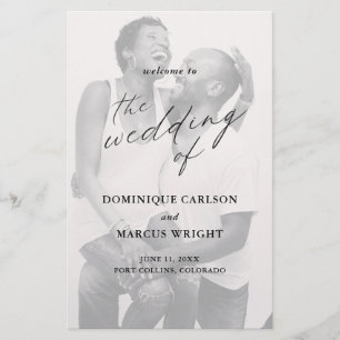 Elegant Calligraphy Photo Modern Wedding Program
