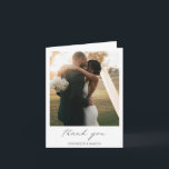 Elegant Calligraphy Photo Modern Wedding Thank You Card<br><div class="desc">Simple Photo Wedding Thank You Card with "thank you" in calligraphy along with your names below your favorite picture.  The inside has your personalized thank you message in black and white.  A minimalist design with chic typography for an elegant touch.</div>