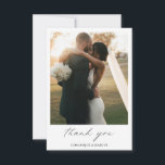 Elegant Calligraphy Photo Modern Wedding Thank You Card<br><div class="desc">Simple Photo Wedding Thank You Card with "thank you" in calligraphy along with your names below your favorite picture.  The backside has your personalized thank you message in black and white.  A minimalist design with chic typography for an elegant touch.</div>