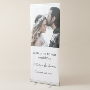 Elegant Calligraphy Photo Name Welcome Backdrop Retractable Banner